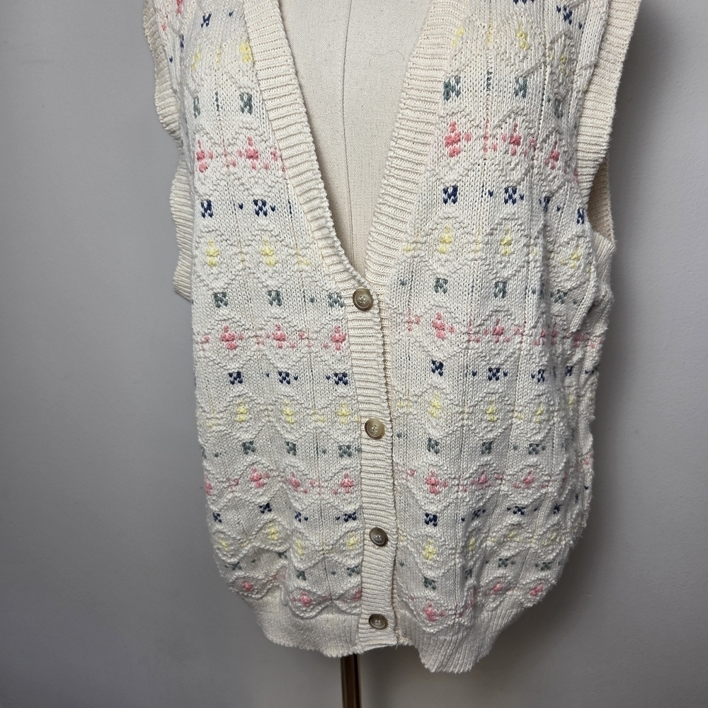 Vintage Northern Reflections Cotton Knit Button Front Vest - Picture 4 of 14